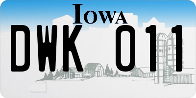 IA license plate DWK011