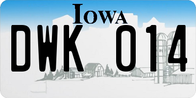 IA license plate DWK014