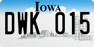 IA license plate DWK015