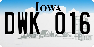 IA license plate DWK016
