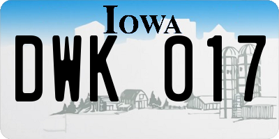 IA license plate DWK017