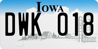 IA license plate DWK018