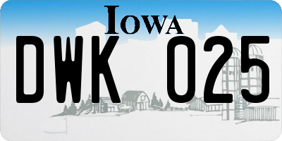 IA license plate DWK025