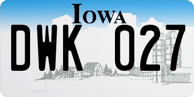 IA license plate DWK027