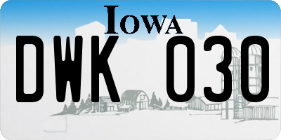 IA license plate DWK030
