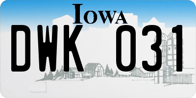 IA license plate DWK031