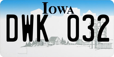 IA license plate DWK032