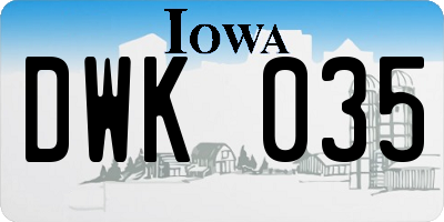 IA license plate DWK035