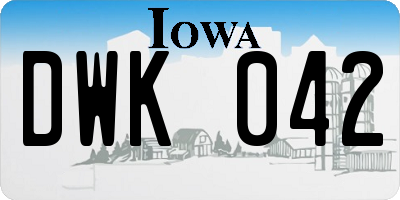 IA license plate DWK042