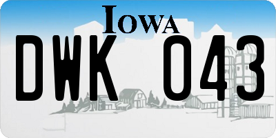 IA license plate DWK043