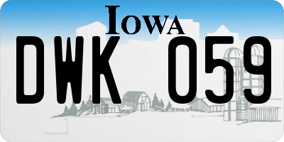 IA license plate DWK059