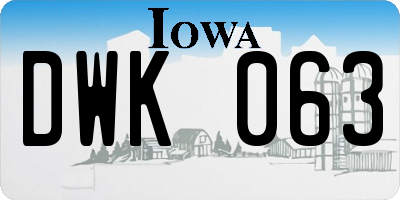 IA license plate DWK063