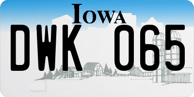 IA license plate DWK065