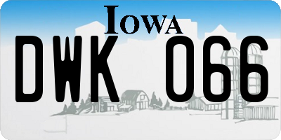 IA license plate DWK066