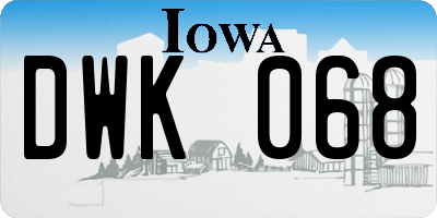 IA license plate DWK068