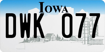 IA license plate DWK077