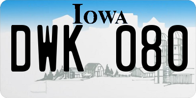 IA license plate DWK080