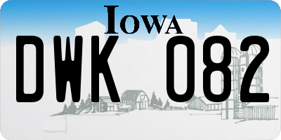 IA license plate DWK082