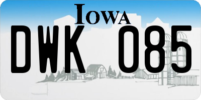 IA license plate DWK085