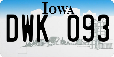 IA license plate DWK093