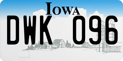IA license plate DWK096