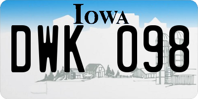 IA license plate DWK098