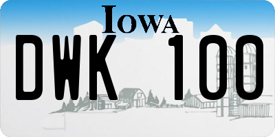 IA license plate DWK100