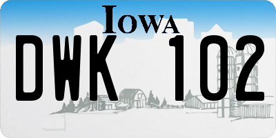 IA license plate DWK102