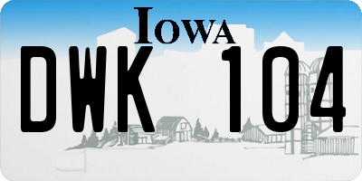 IA license plate DWK104
