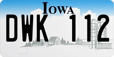 IA license plate DWK112