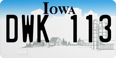 IA license plate DWK113