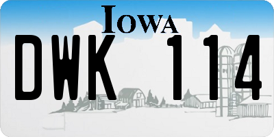 IA license plate DWK114