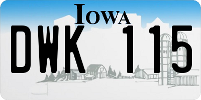 IA license plate DWK115
