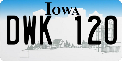 IA license plate DWK120
