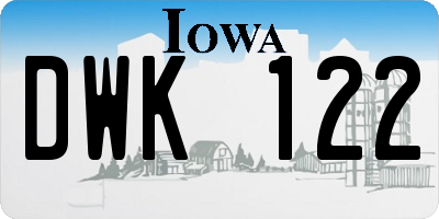 IA license plate DWK122