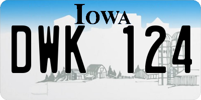 IA license plate DWK124