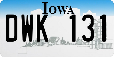 IA license plate DWK131