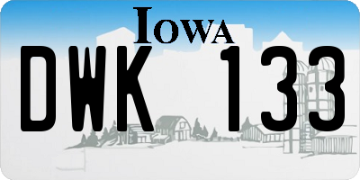 IA license plate DWK133