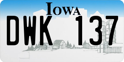 IA license plate DWK137
