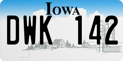 IA license plate DWK142