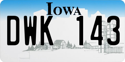 IA license plate DWK143
