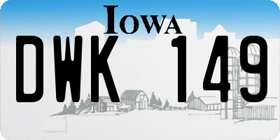 IA license plate DWK149