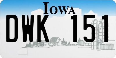 IA license plate DWK151