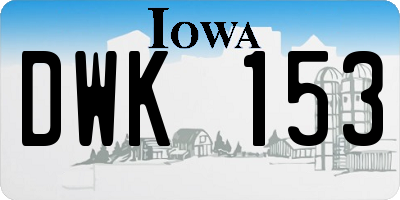 IA license plate DWK153