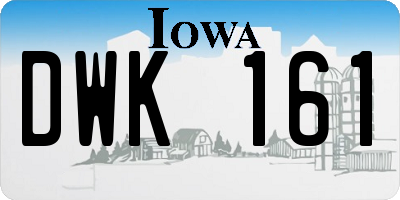 IA license plate DWK161