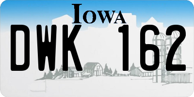 IA license plate DWK162