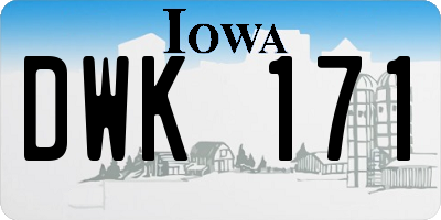 IA license plate DWK171
