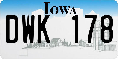 IA license plate DWK178