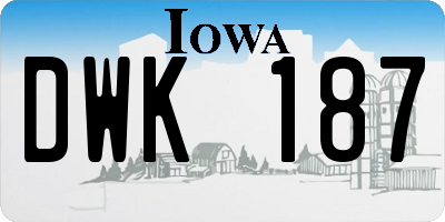 IA license plate DWK187