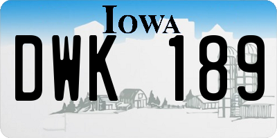 IA license plate DWK189